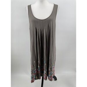 Beach Time Floral Swim Coverup Dress Womens 10 Grey Viscose Resortwear Beachy